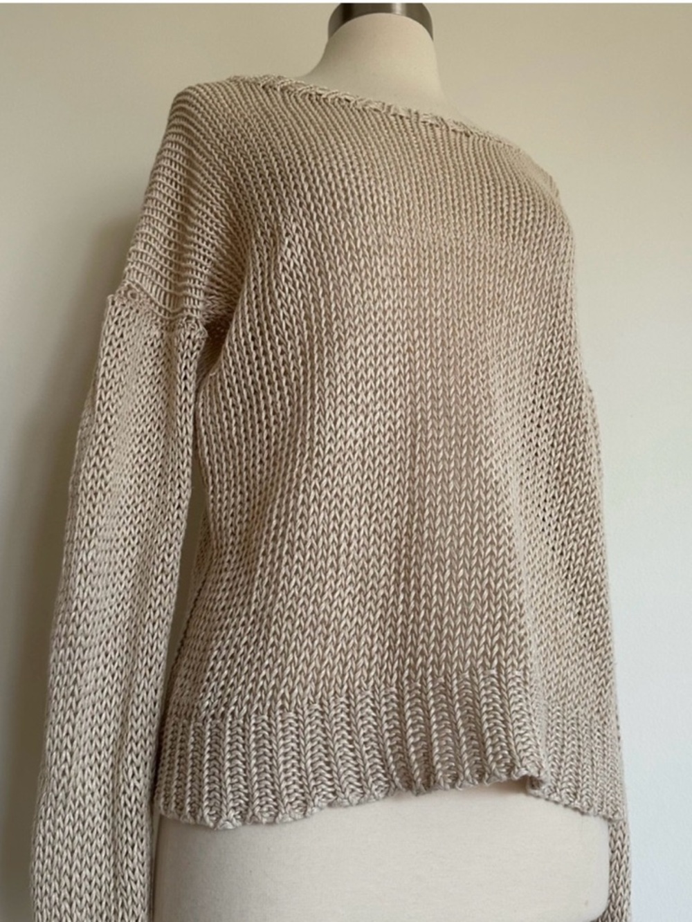 Ralph Lauren Cream Knit Open-Weave 100% Italian Linen Sweater. - Picture 2 of 5